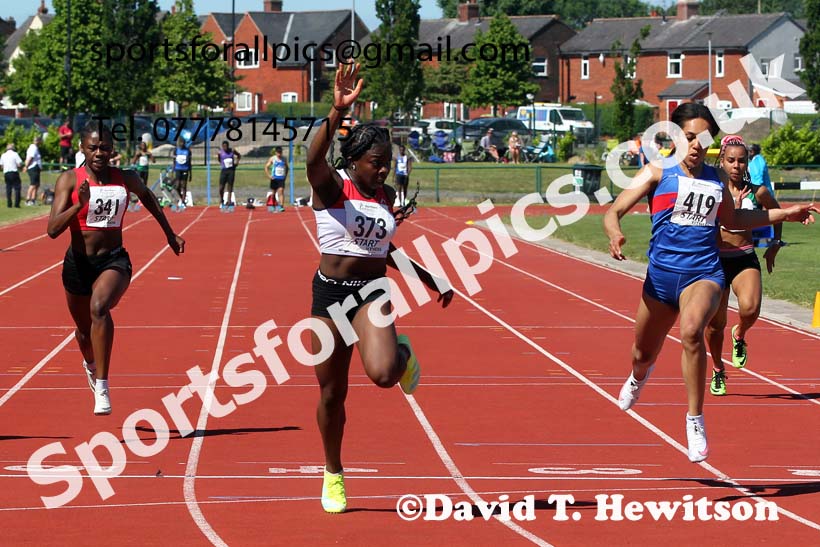Womens under-20s 100 metres, 2021 Northern Senior and Under-20s Champs., Leigh. Photo: David T. Hewitson/Sports for All Pics